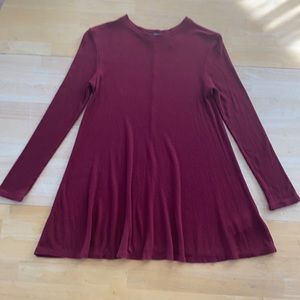 FOREVER 21. Small Top, Burgundy Thermal Long Sleeve Swing Bottom. Rayon/spandex.